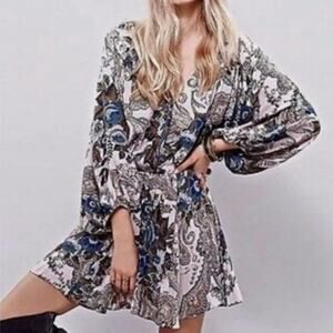 Free People High Plains Floral XS Balloon Sleeve Dress